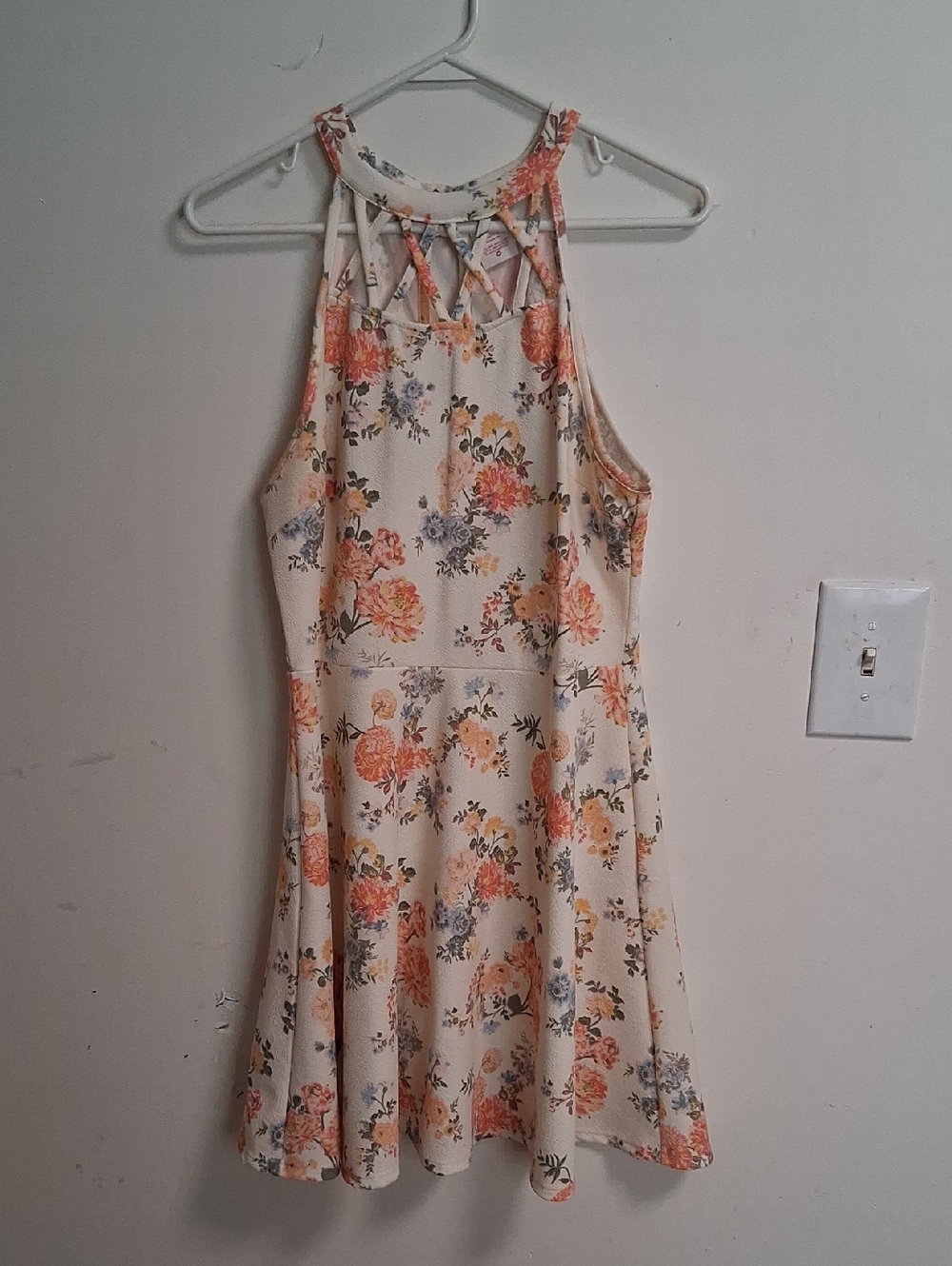 No Boundaries Cream Floral Halter Dress